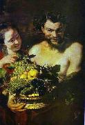 Jacob Jordaens Satyr and Girl with a Basket of Fruit USA oil painting artist
